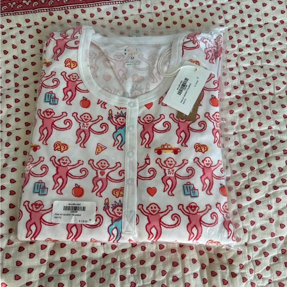 Pink NY monkey pajamas roller rabbit